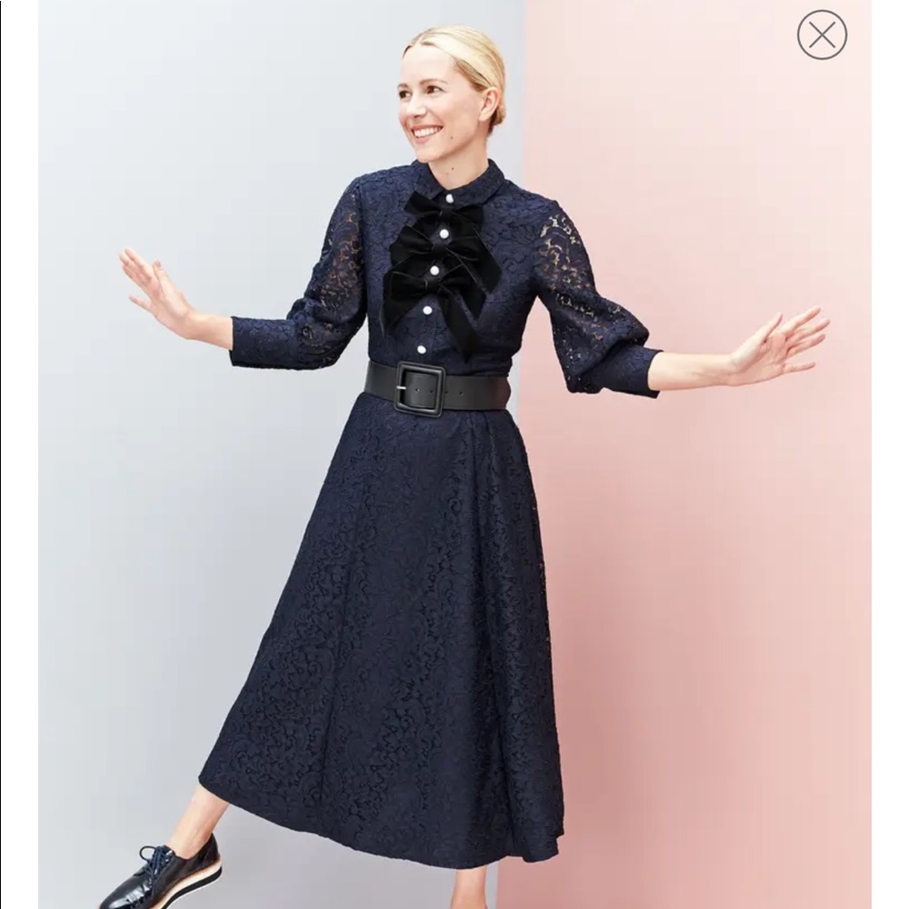 Halogen x Atlantic-Pacific Bow Lace Midi Dress